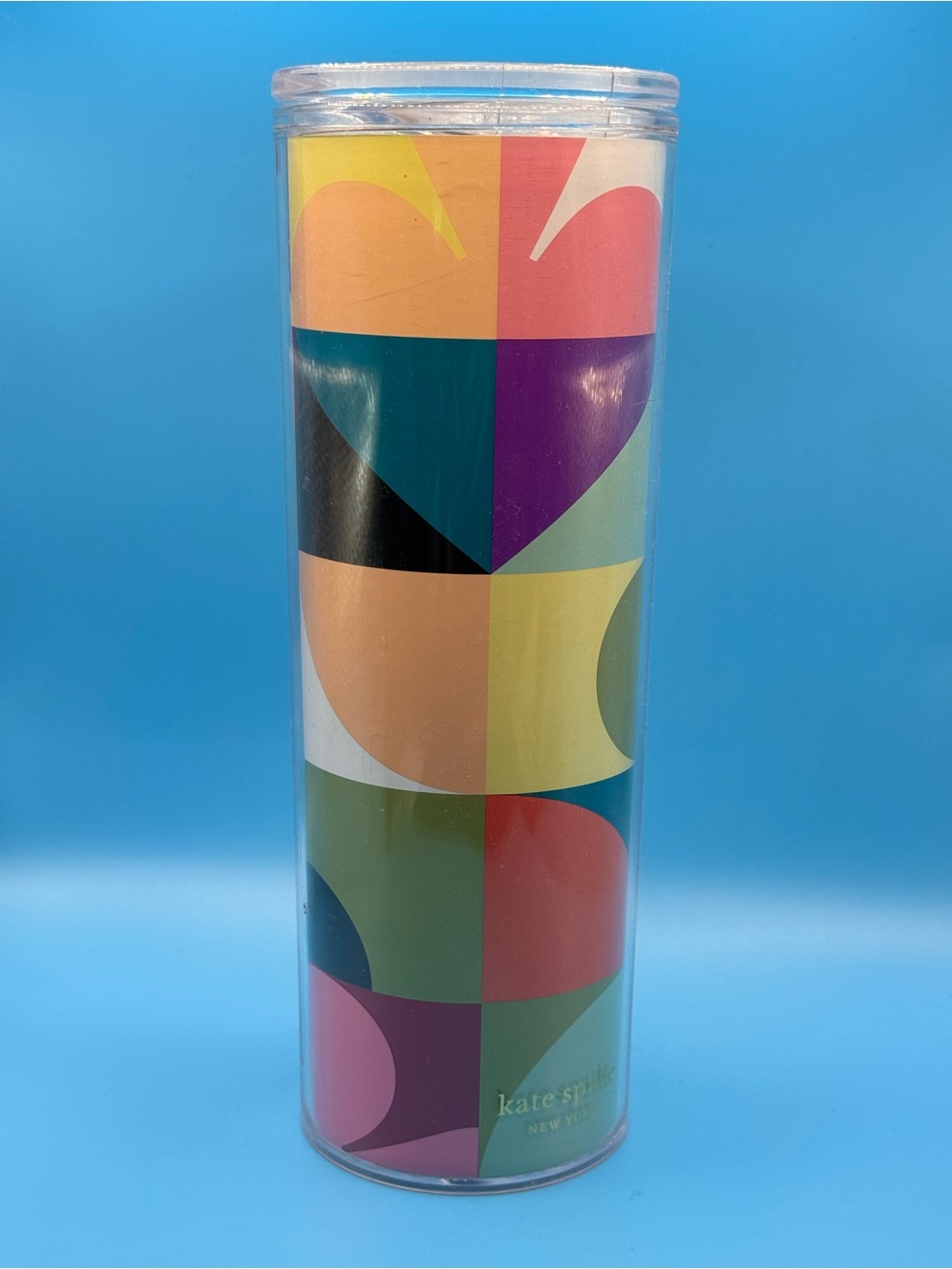 NWT Kate Spade New York Spade Dot Geo 16-ounce acrylic thermal travel mug
